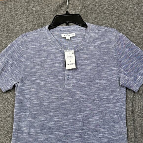And Now This Mens Henley Shirt Size Small Blue Short Sleeve Knit Pullover‎ New - Picture 2 of 9